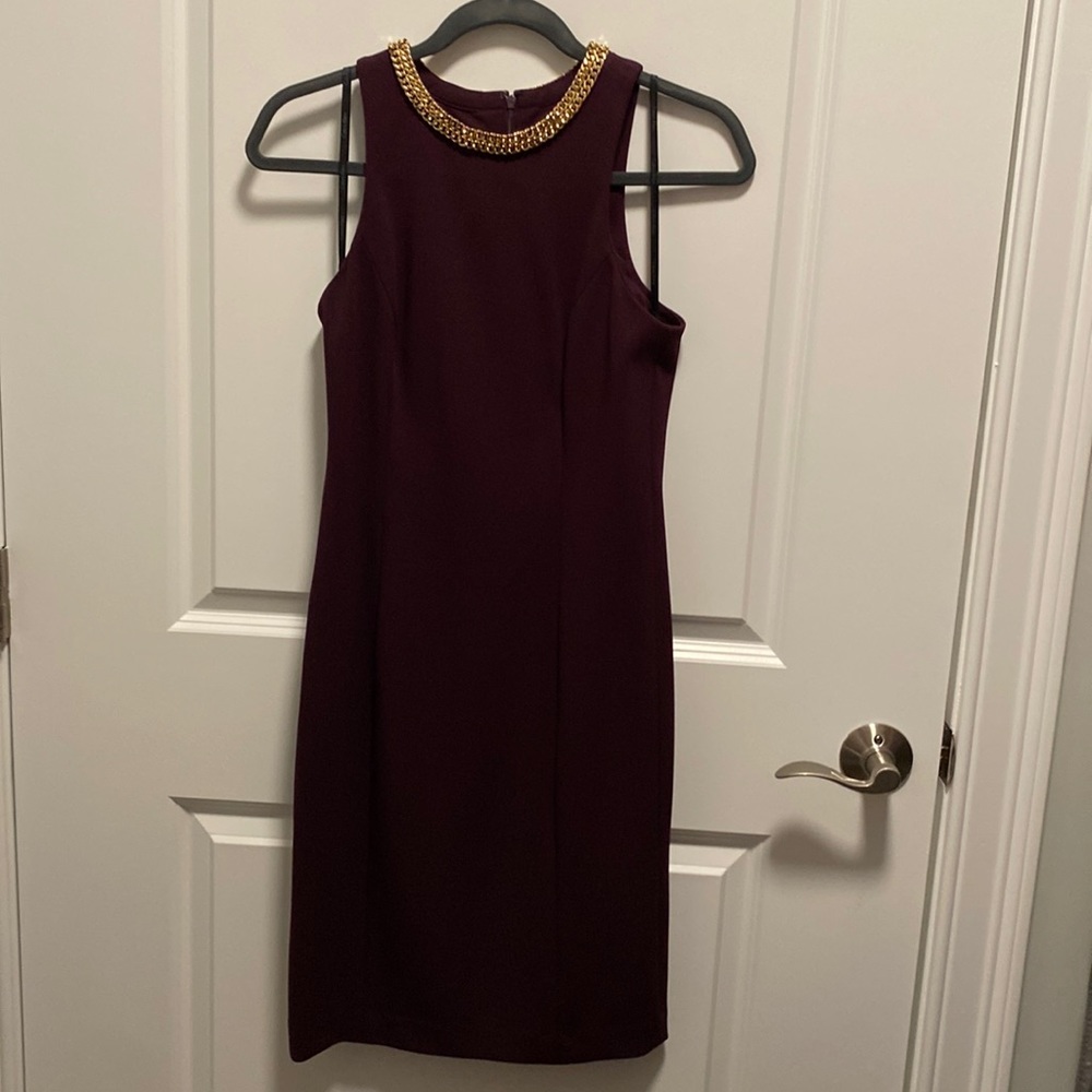 Calvin Klein Bodycon Dress w/Gold Necklace (not detachable)